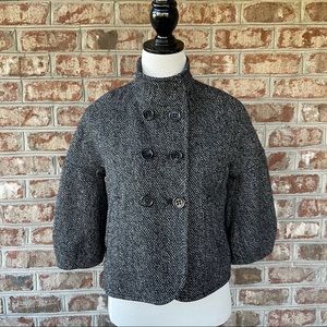 BCBG Maxazria  Herringbone Wool Blend Pea Coat S